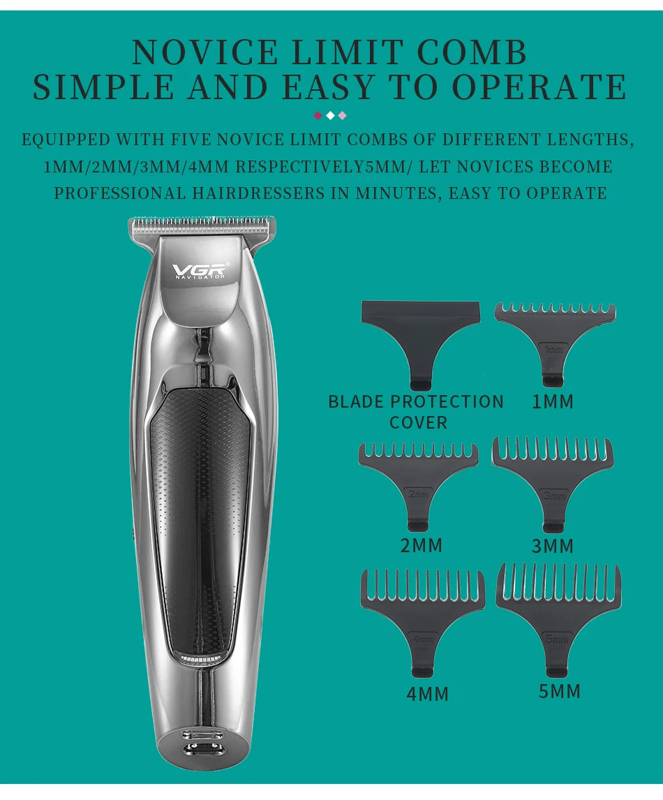 VGR Professional LCD Hair Clipper Electric Hair Trimmer Barber Oil Head Carving Sculpture Trimmer Hair Cutting Machine Tools