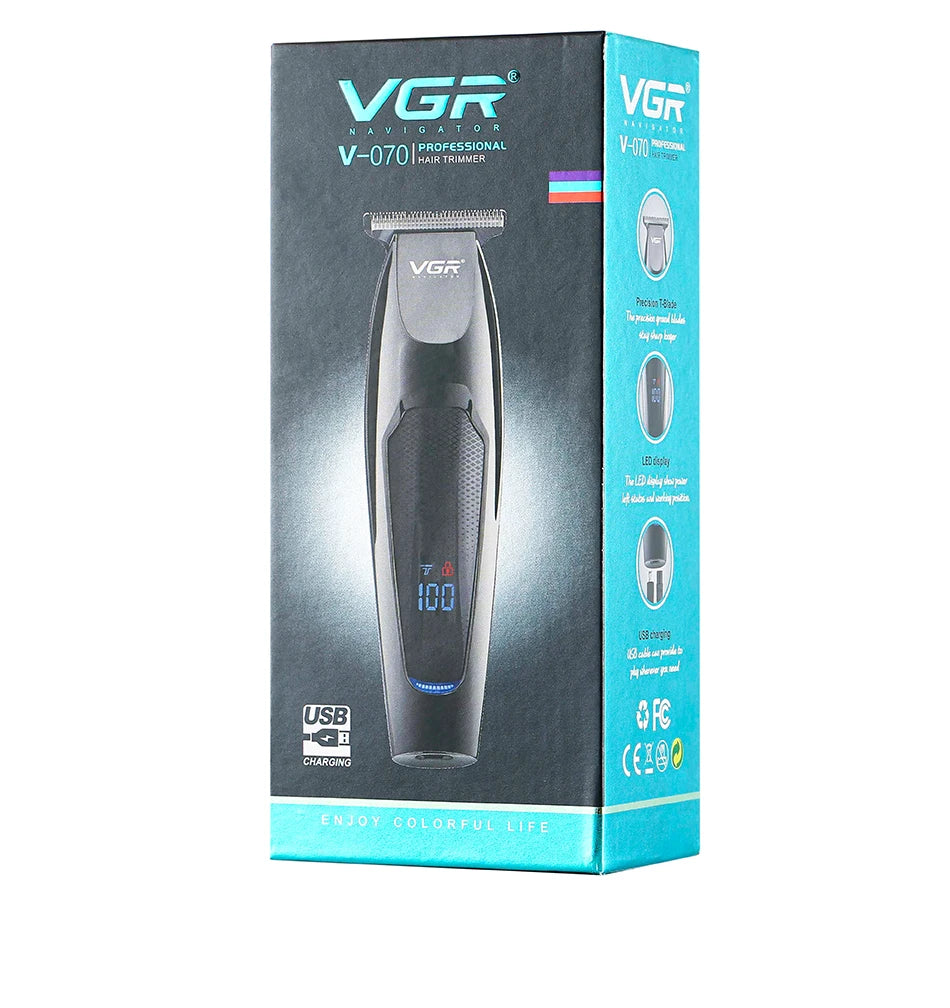 VGR Professional LCD Hair Clipper Electric Hair Trimmer Barber Oil Head Carving Sculpture Trimmer Hair Cutting Machine Tools