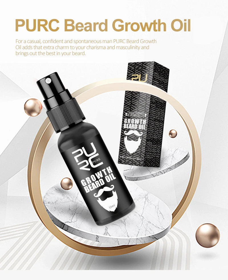 PURC Beard Growth Oil for Men Thicken Soft Nourishing Beard Oil Hair Growth Products Beard Care