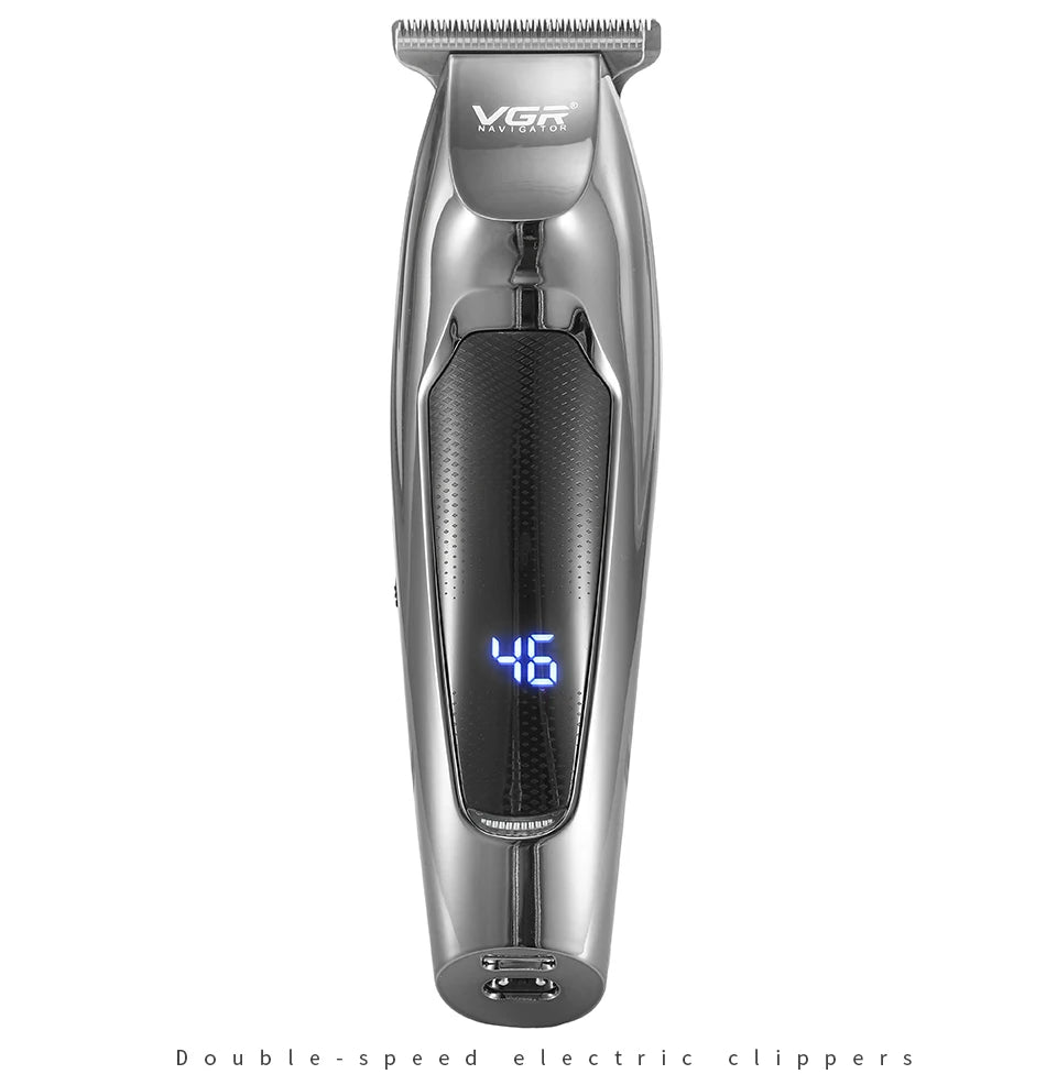 VGR Professional LCD Hair Clipper Electric Hair Trimmer Barber Oil Head Carving Sculpture Trimmer Hair Cutting Machine Tools