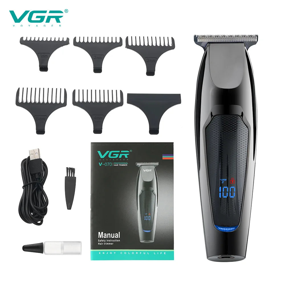 VGR Professional LCD Hair Clipper Electric Hair Trimmer Barber Oil Head Carving Sculpture Trimmer Hair Cutting Machine Tools