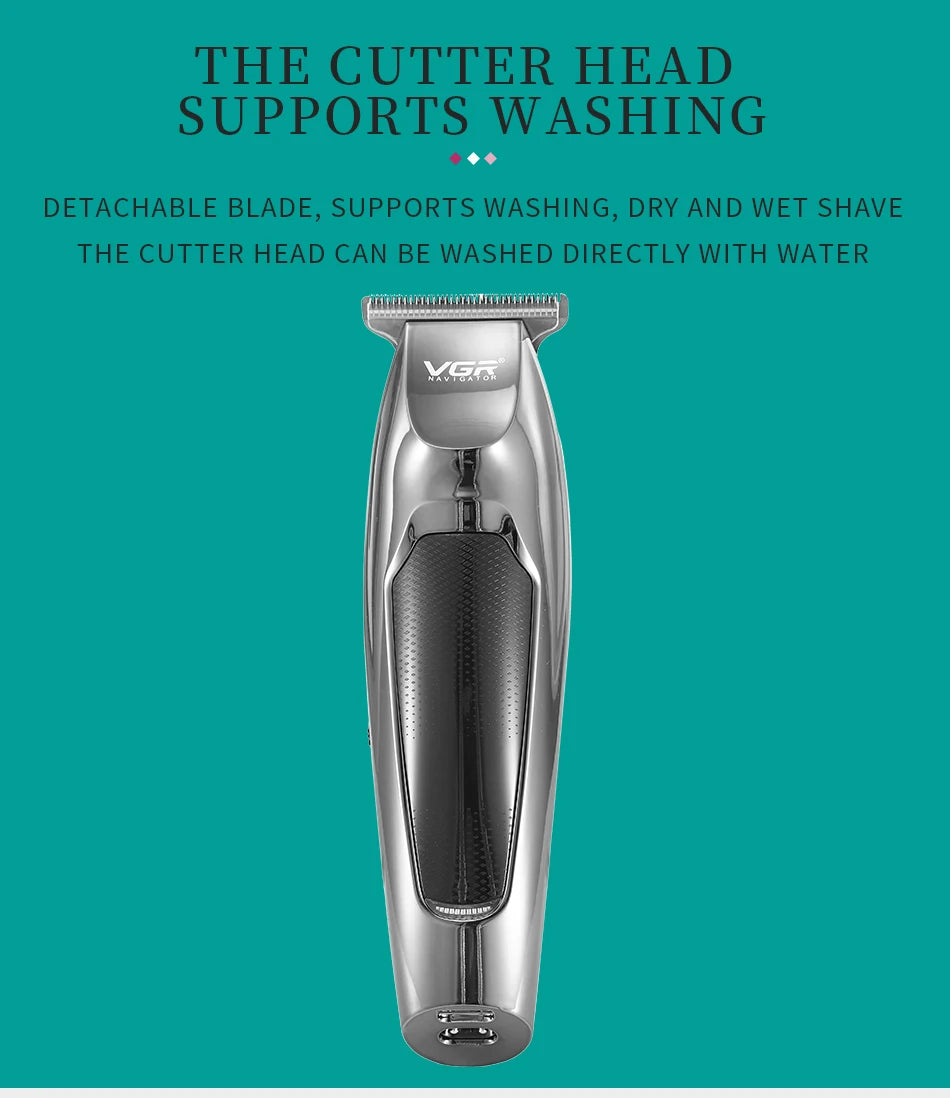 VGR Professional LCD Hair Clipper Electric Hair Trimmer Barber Oil Head Carving Sculpture Trimmer Hair Cutting Machine Tools