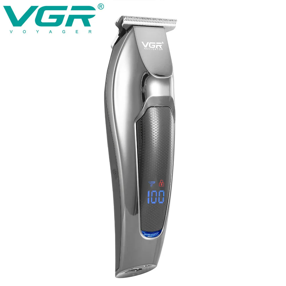 VGR Professional LCD Hair Clipper Electric Hair Trimmer Barber Oil Head Carving Sculpture Trimmer Hair Cutting Machine Tools