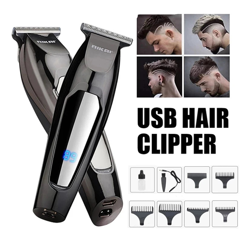 VGR Professional LCD Hair Clipper Electric Hair Trimmer Barber Oil Head Carving Sculpture Trimmer Hair Cutting Machine Tools