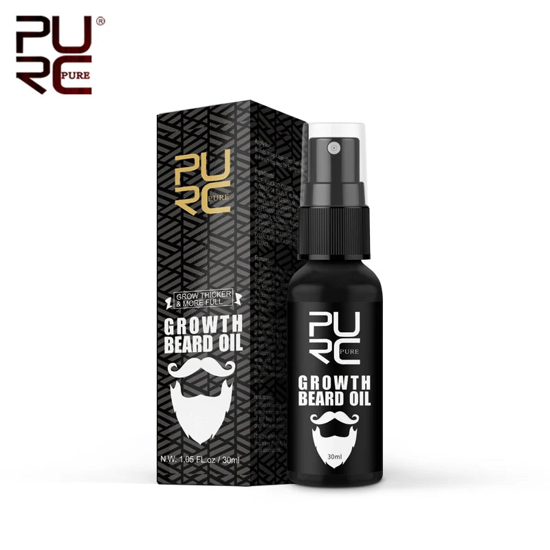 PURC Beard Oil For Men 5 Piece Beard Growth Spray Thicker Nourishing Mustache Grooming Treatment Rosemary Oil Hair Grow Product