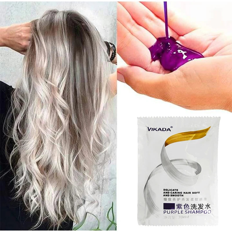 Purple Shampoo For Blonde To Cover Gray Non-irritating Hair Fading Yellow Gray Color Fixing Hair Dye Non-irritating Shampoo