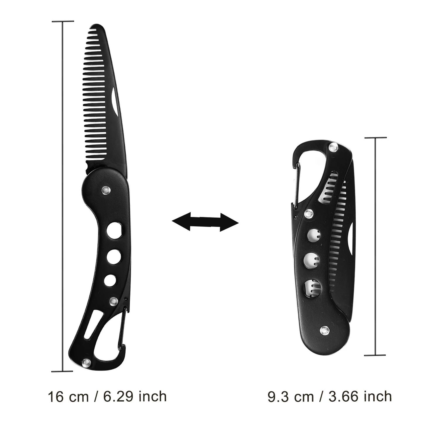 Stainless Steel Folding Beard Comb, Portable Multi Use Anti Static Metal Hair Comb for Men Grooming Hair Beard Styling