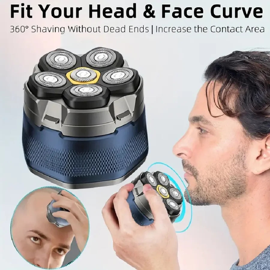 Titanium Electric Shaver-MEN'S Rechargeable Head and Face Shaver, Cordless Shaver, Anti Allergic Wet/dry Shaving