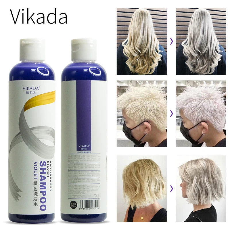 Purple Shampoo For Blonde To Cover Gray Non-irritating Hair Fading Yellow Gray Color Fixing Hair Dye Non-irritating Shampoo