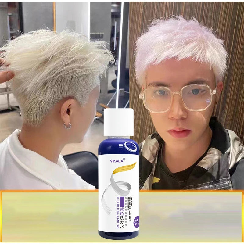 Purple Shampoo For Blonde To Cover Gray Non-irritating Hair Fading Yellow Gray Color Fixing Hair Dye Non-irritating Shampoo