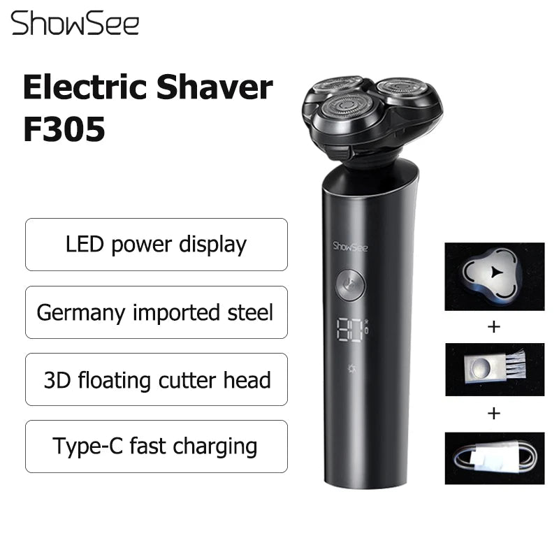 ShowSee Electric Shaver for Men Auto Beard Shaving Machine for Men Beard Trimmer Razor IPX7 360° 3D Floating Cutter Head