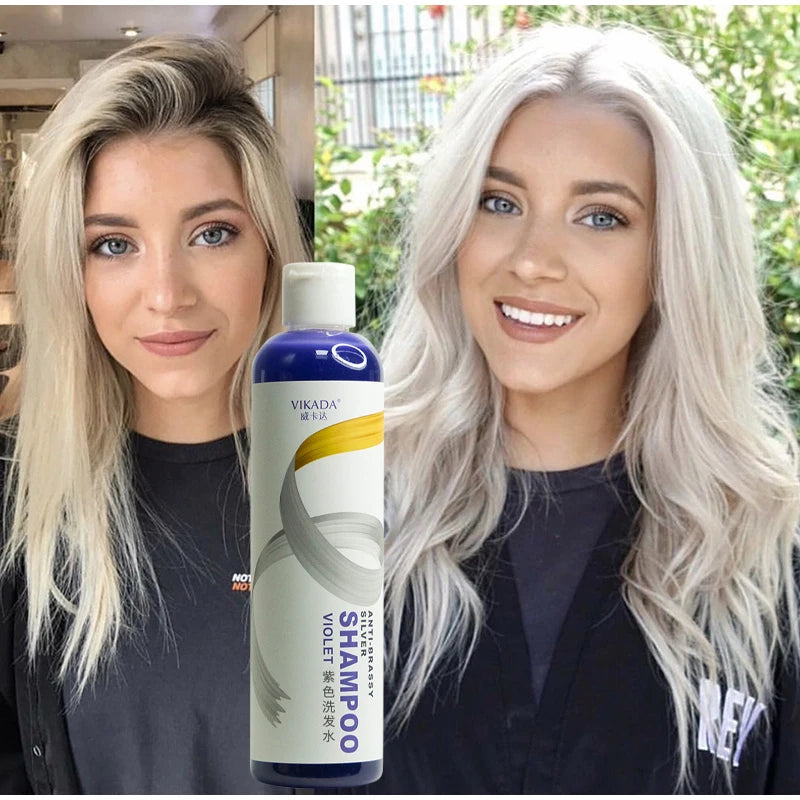 Purple Shampoo For Blonde To Cover Gray Non-irritating Hair Fading Yellow Gray Color Fixing Hair Dye Non-irritating Shampoo