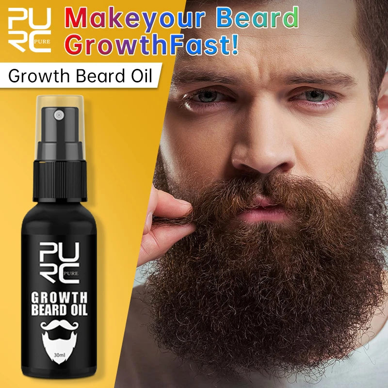 PURC Beard Growth Oil for Men Thicken Soft Nourishing Beard Oil Hair Growth Products Beard Care