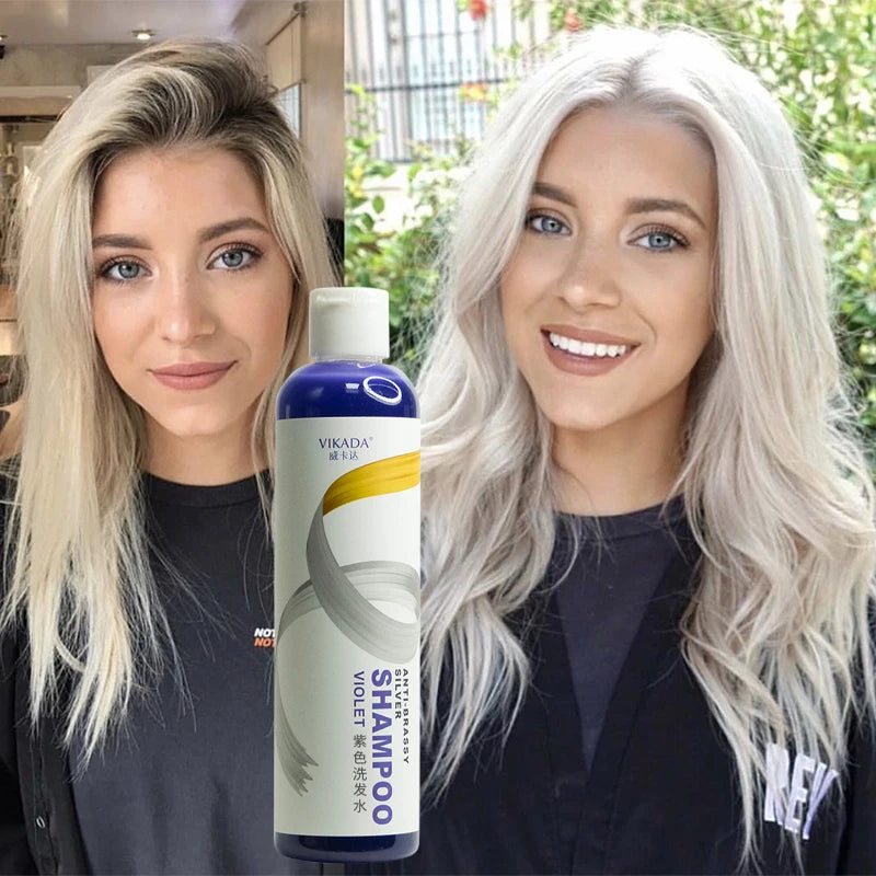 Purple Shampoo For Blonde To Cover Gray Non-irritating Hair Fading Yellow Gray Color Fixing Hair Dye Non-irritating Shampoo