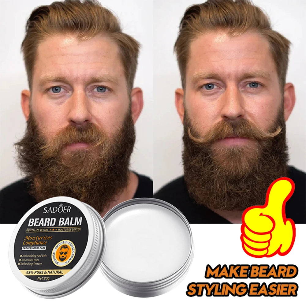 4PCS Natural Beard Balm Wax For Men Moisturizing Smoothing Softening Beard Care Cream Anti Frizz Professional Styling Beard Wax