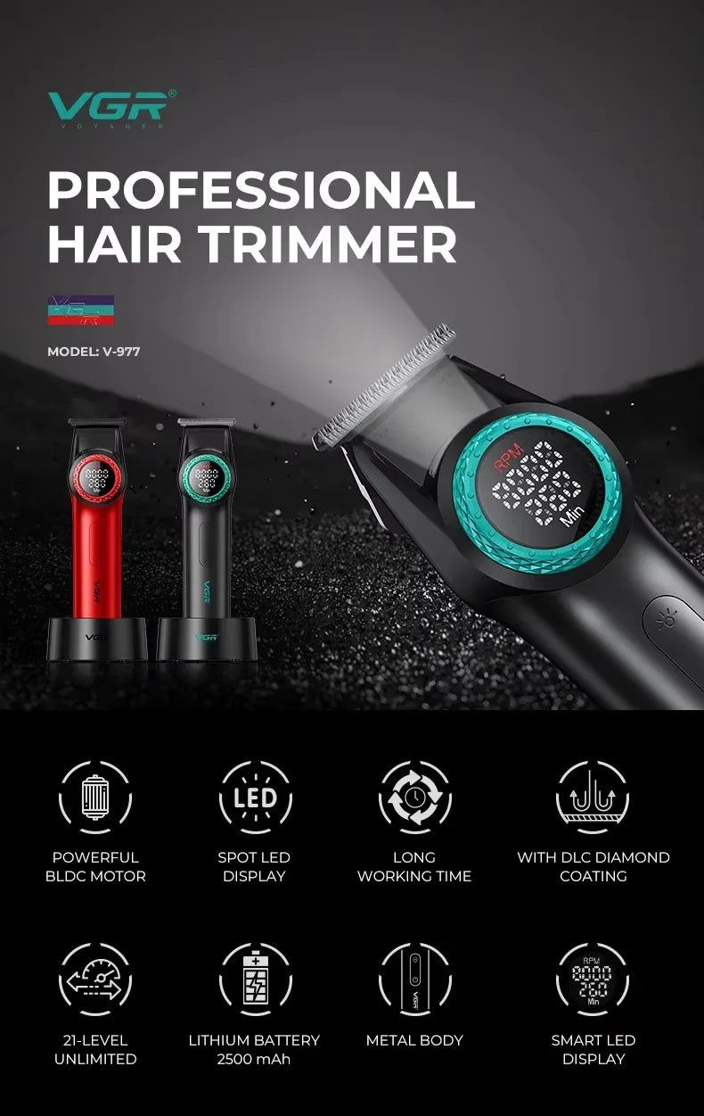 VGR Hair Trimmers Professional Clippers Electric Hair Trimmers Rechargeable Haircut Machine Charging Base Trimmer for Men V-977