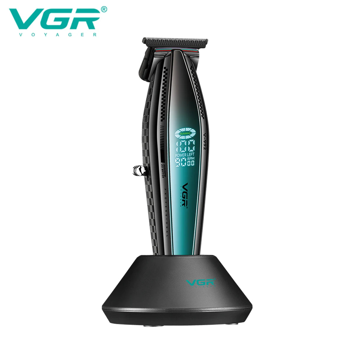 VGR Professional Hair Trimmer Electric Haircut Machine Rechargeable Hair Clipper 9000 RPM LED Display Hair Trimmer for Men V-992