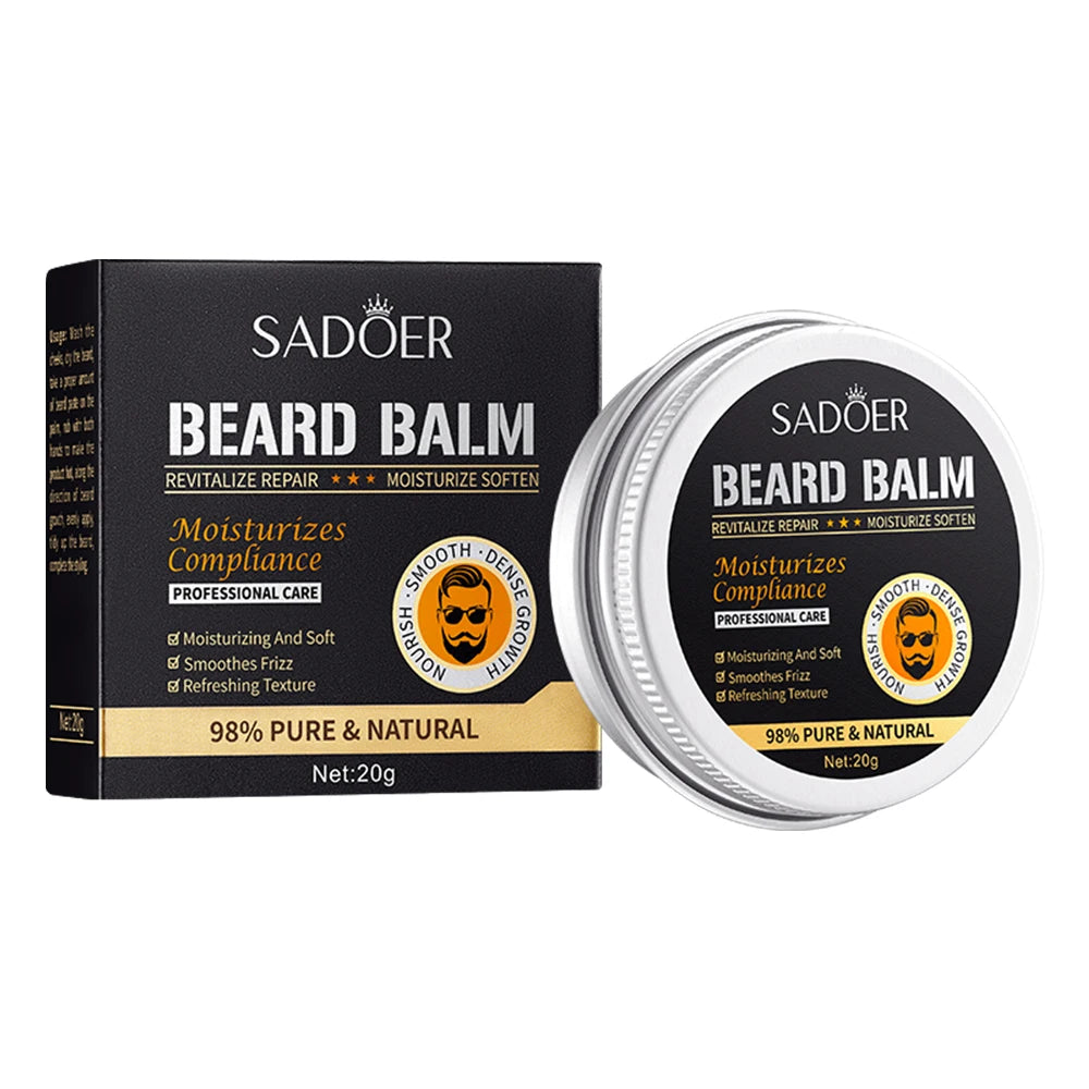 4PCS Natural Beard Balm Wax For Men Moisturizing Smoothing Softening Beard Care Cream Anti Frizz Professional Styling Beard Wax