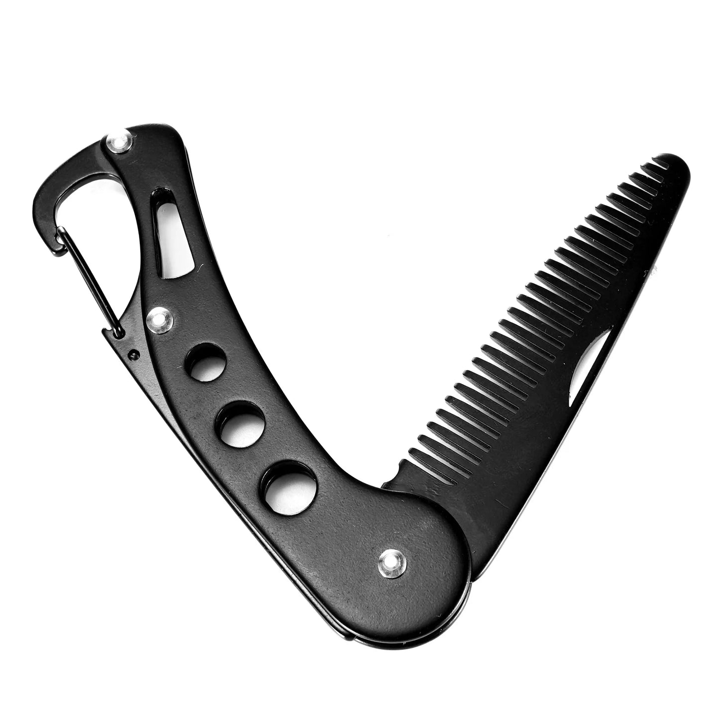 Stainless Steel Folding Beard Comb, Portable Multi Use Anti Static Metal Hair Comb for Men Grooming Hair Beard Styling