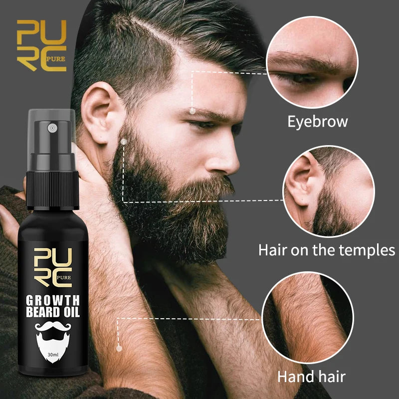 PURC Beard Growth Oil for Men Thicken Soft Nourishing Beard Oil Hair Growth Products Beard Care