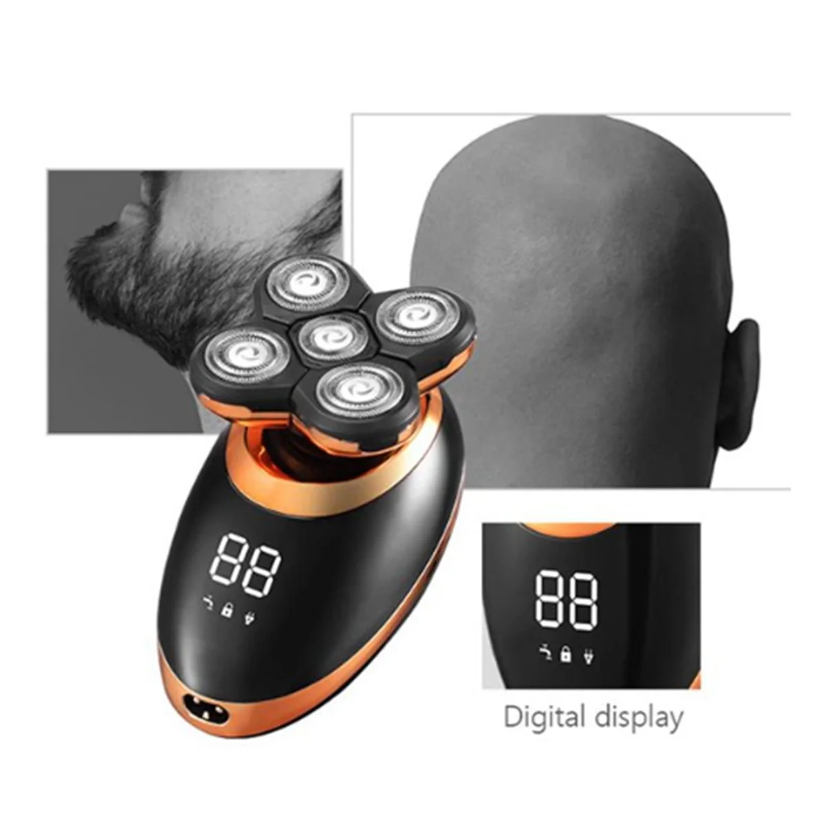 Wet Dry Electric Shaver for Men Beard Hair Trimmer Razor Rechargeable Bald Shaving Machine LCD Display Grooming Kit