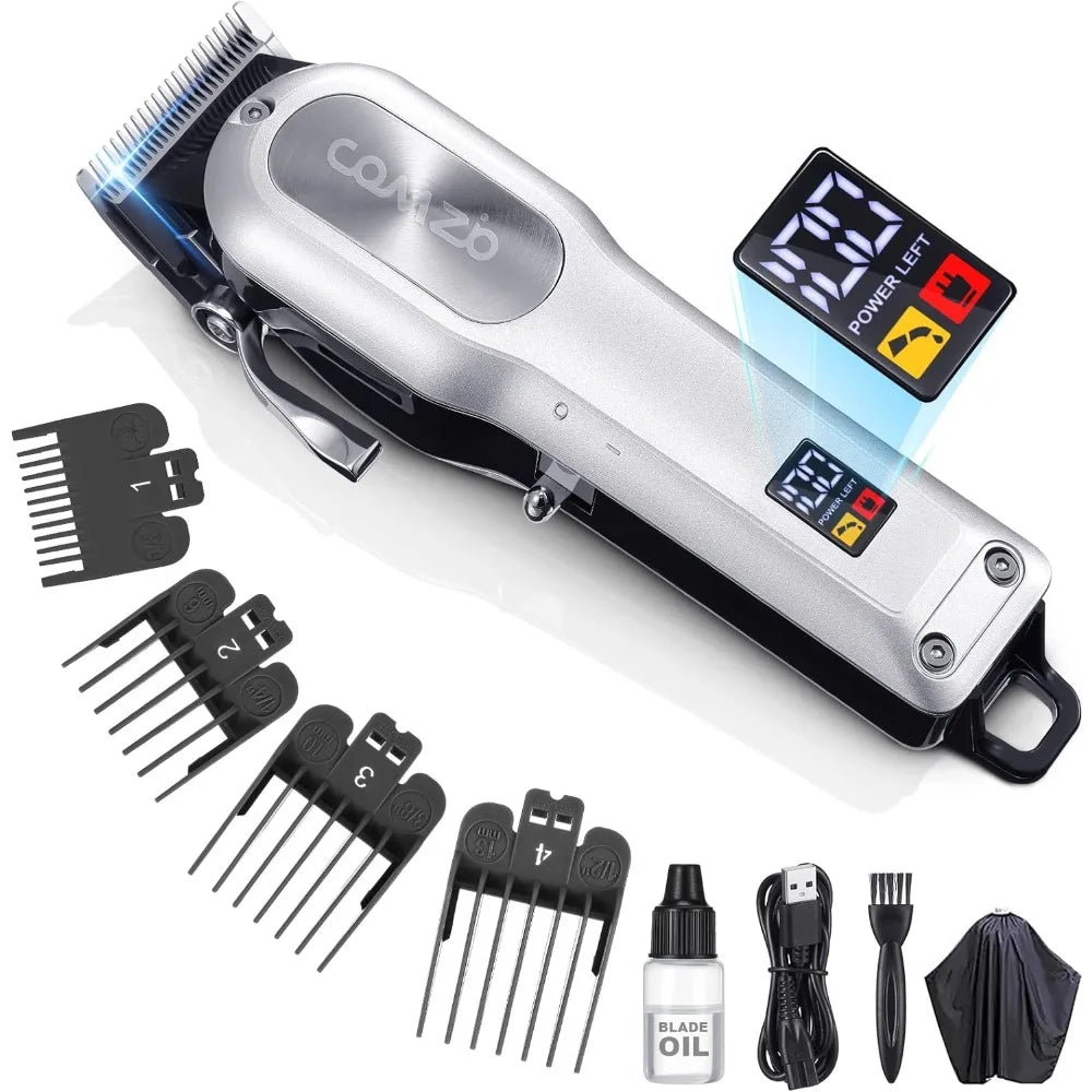 Electric Hair Clippers for Men, Cordless High-Performance Hair Cutting Kit, Rechargeable Beard Trimmer, with Large LED Display