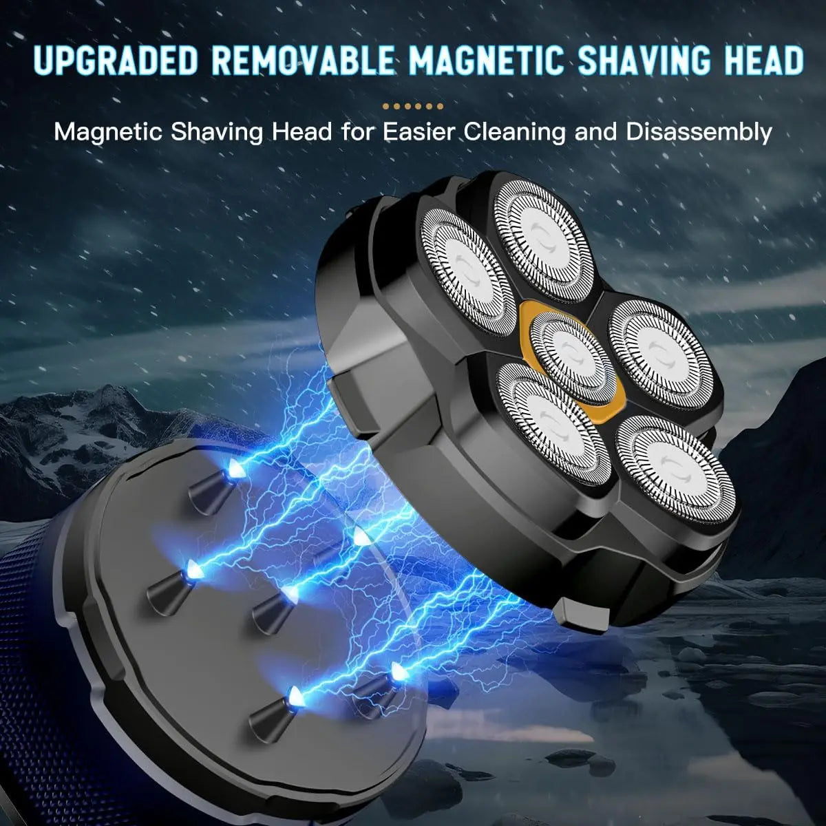 Titanium Electric Shaver-MEN'S Rechargeable Head and Face Shaver, Cordless Shaver, Anti Allergic Wet/dry Shaving