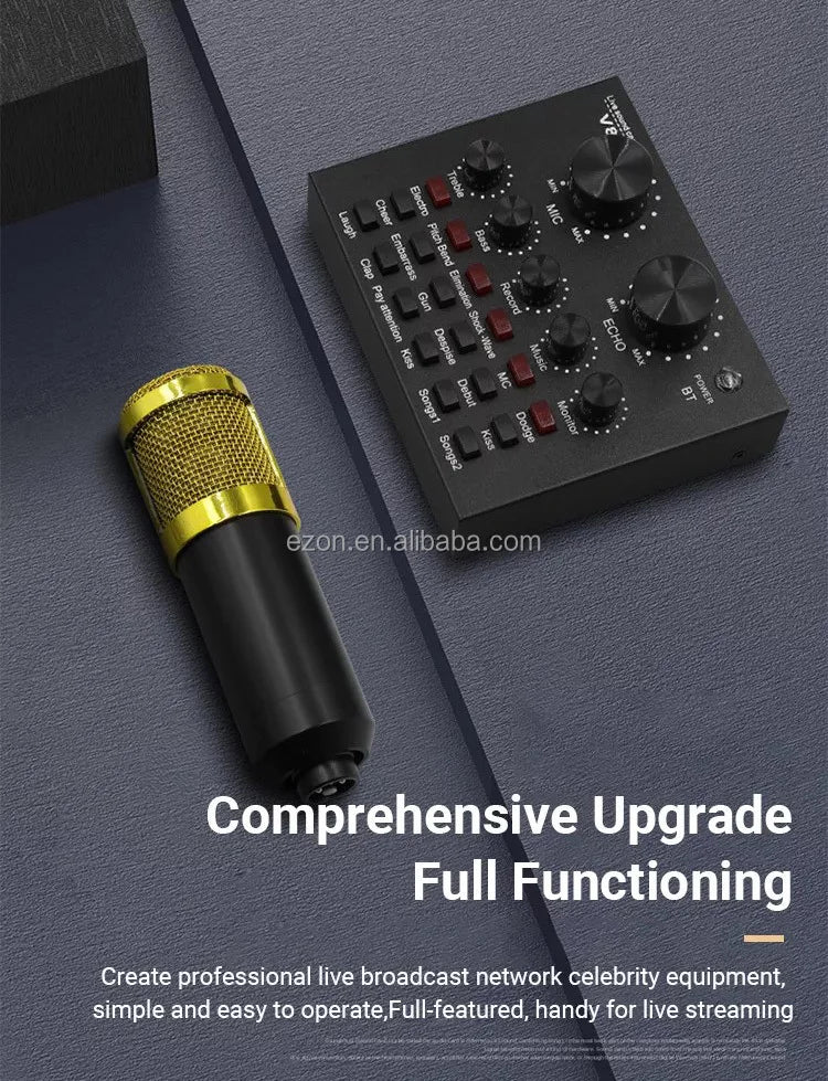 Profissional V8 Audio Sound Card Podcast Condenser Microphone Set/v8 Sound Card Live Streaming Recording Equipment Microphone