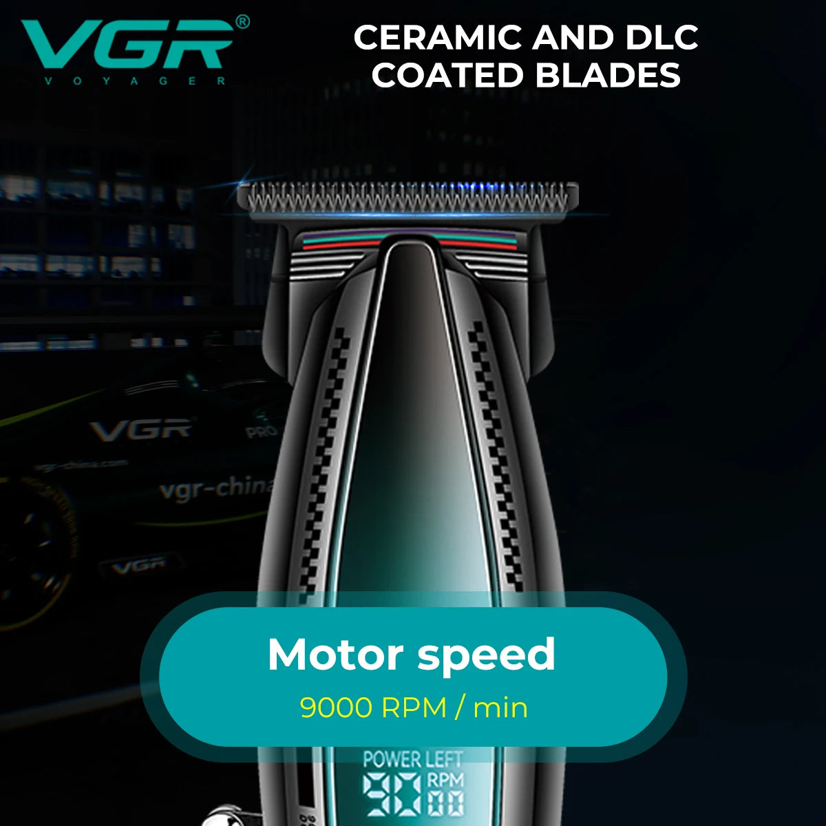 VGR Professional Hair Trimmer Electric Haircut Machine Rechargeable Hair Clipper 9000 RPM LED Display Hair Trimmer for Men V-992